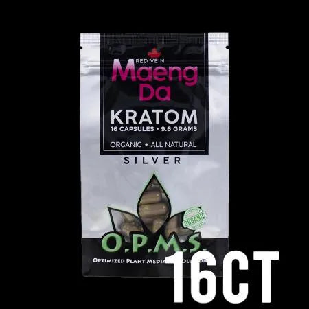 OPMS Silver Kratom Capsules - Red Maeng Da - 16 Count