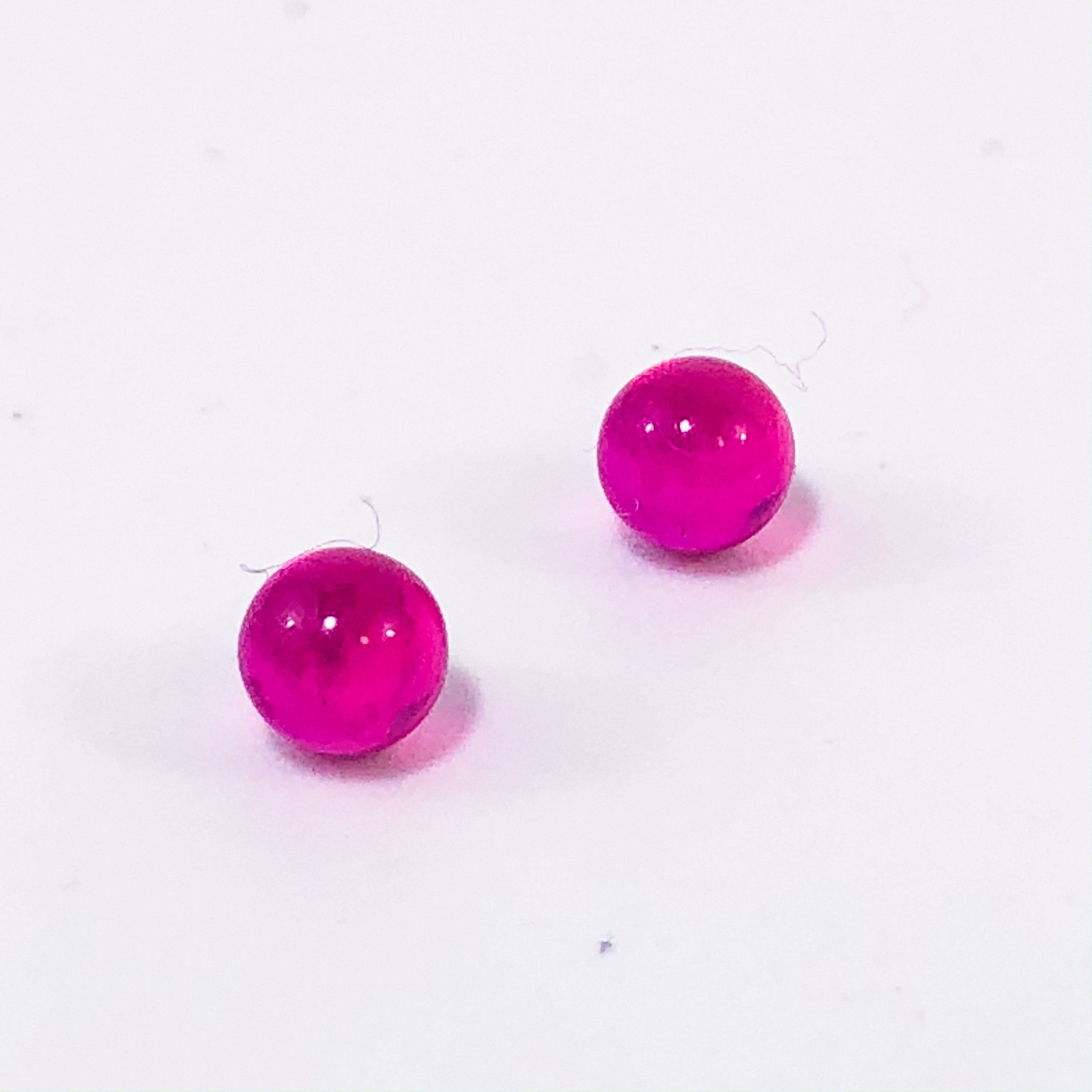 Real Ruby Dab Beads - pair of 2