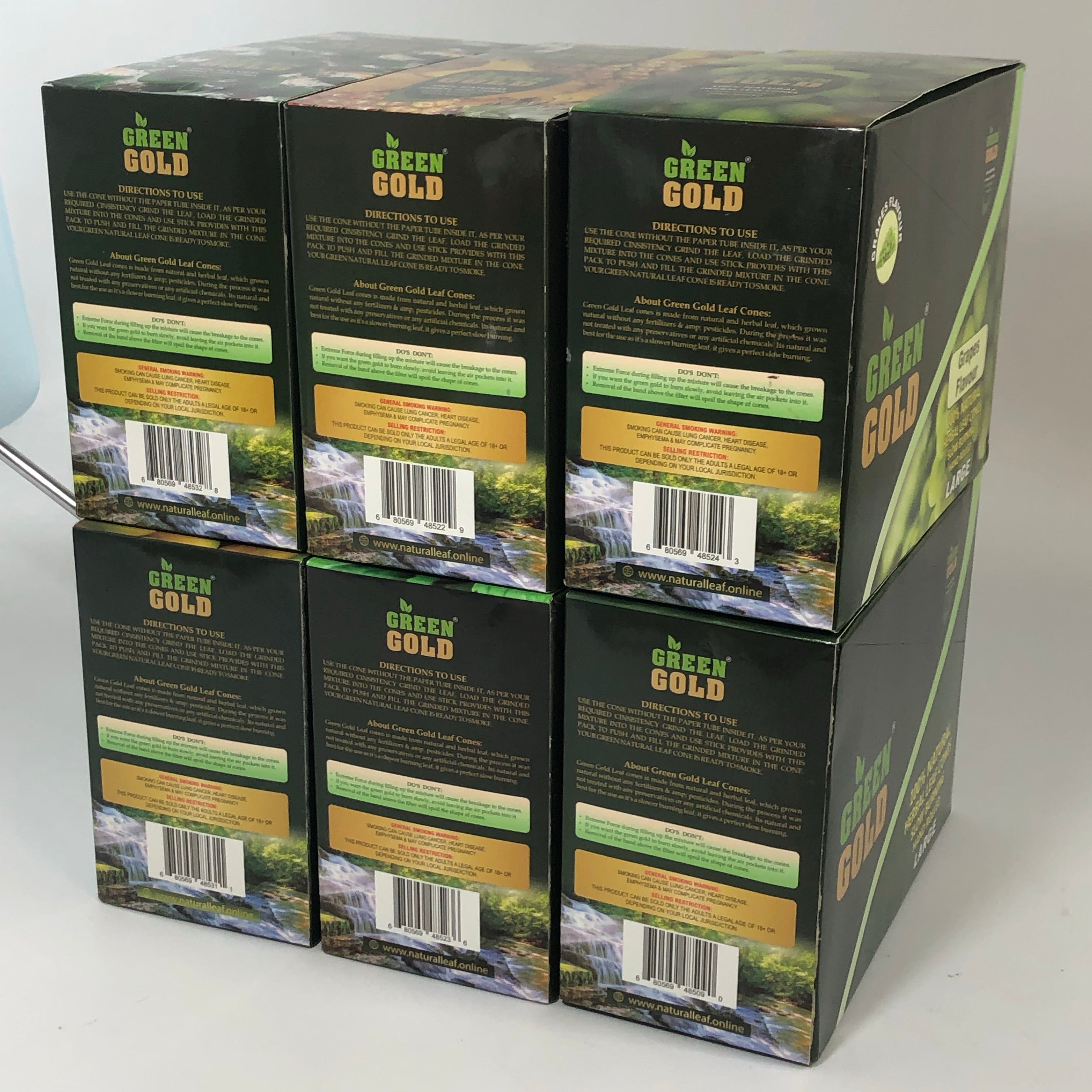GREEN GOLD ALL NATURAL HERBAL LEAF CONES 24 BOXES PER DISPLAY (2 CONES PER BOX)