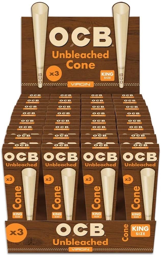 OCB Unbleached King Size Cones - 32 Packs of 3